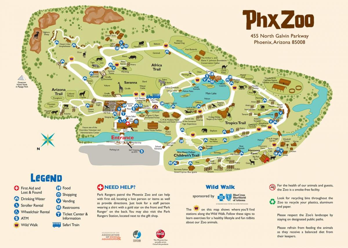 karta över Phoenix Zoo