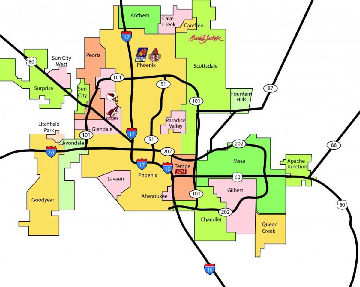 Phoenix metro karta över området