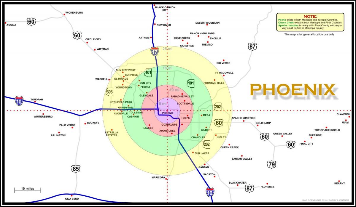 karta över Phoenix-området
