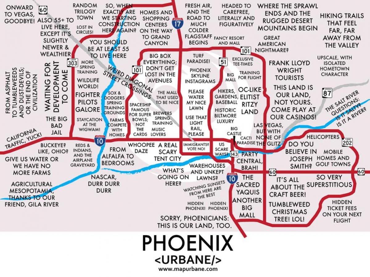 karta över Phoenix förorter